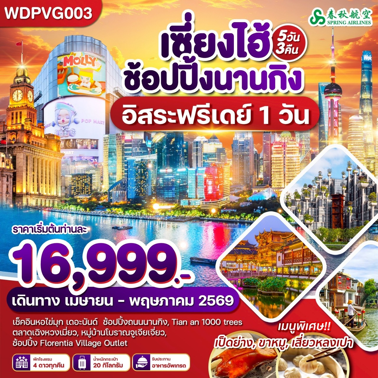 ทัวร์จีน เซี่ยงไฮ้ ช้อปปิ้ง นานกิง 5วัน 3คืน (9C)